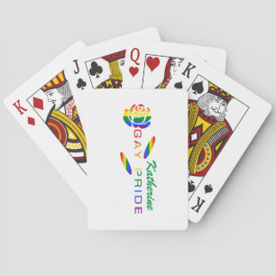Gay Pride Rose Rainbow Flag Personalized Name Poker Cards
