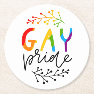 Gay Pride Round Paper Coaster