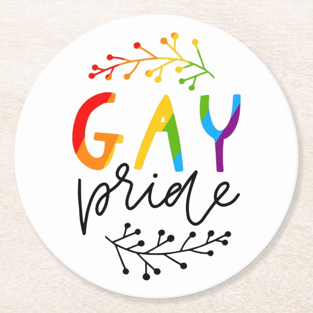 Gay Pride Round Paper Coaster (Front)