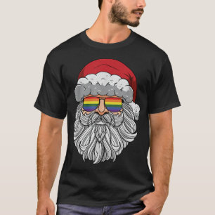 Gay Pride Santa Sunglasses Christmas Pajama LGBT-Q T-Shirt