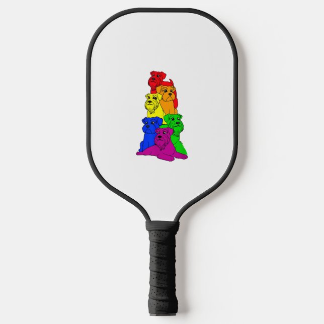 Gay Pride Schnauzer Dog Lover LGBT Funny Rainbow F Pickleball Paddle (Front)