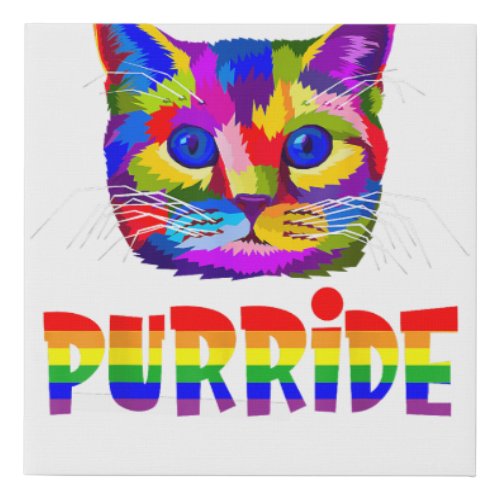 Gay Pride Shirt Women Men LGBT Cat Purride  Faux Canvas Print