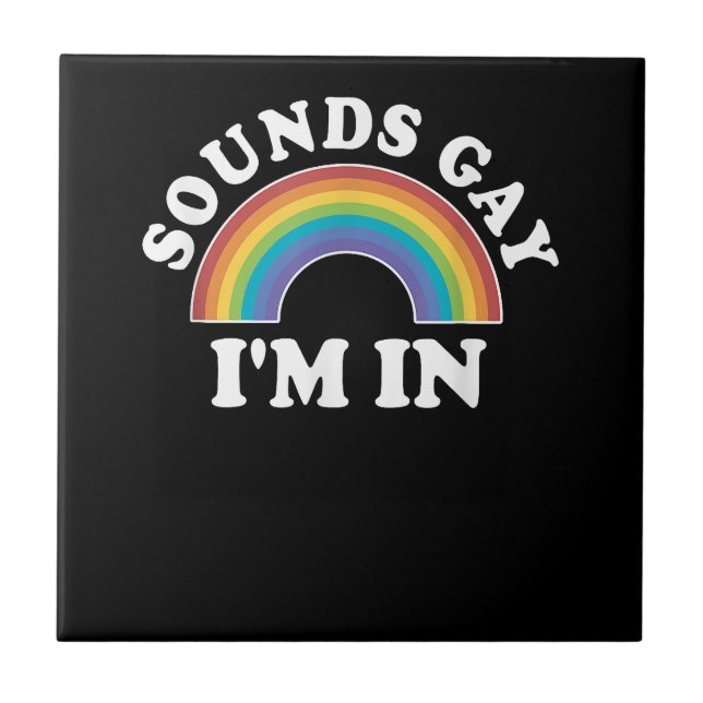 Gay Pride Shirts Men Women LGBT Rainbow Sounds Gay Ceramic Tile (Front)