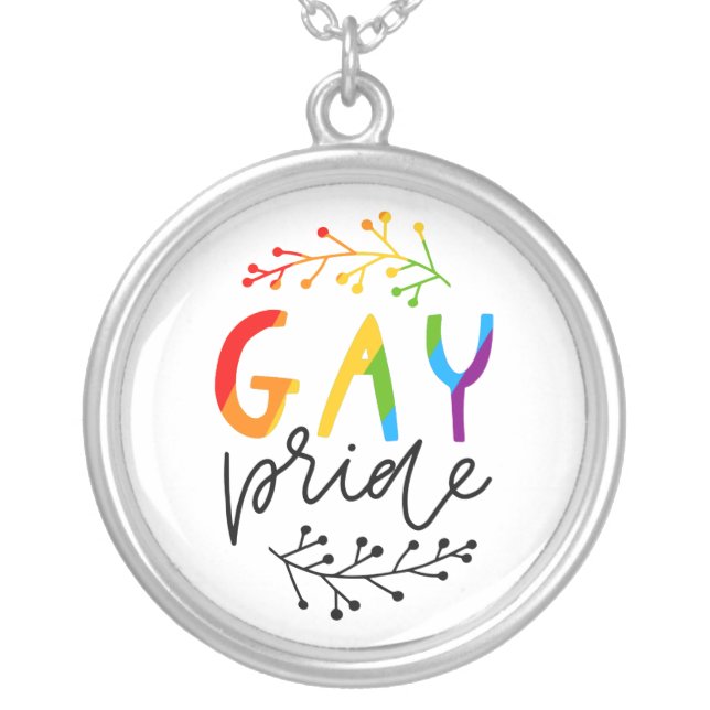 Gay Pride Silver Plated Necklace (Front)