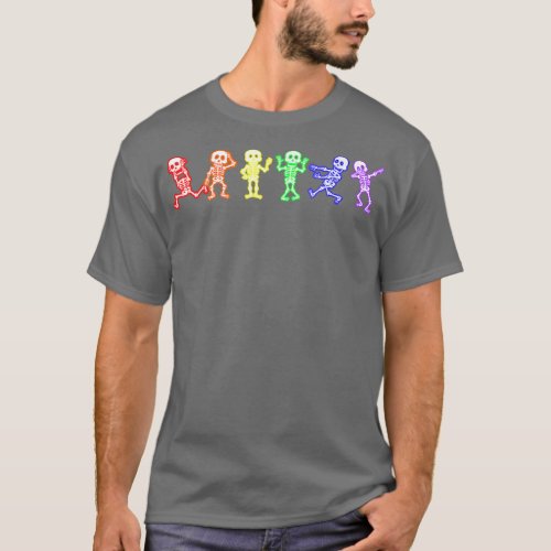 Gay Pride Skeleton LGBT Rainbow Ally Funny Cute Em T_Shirt