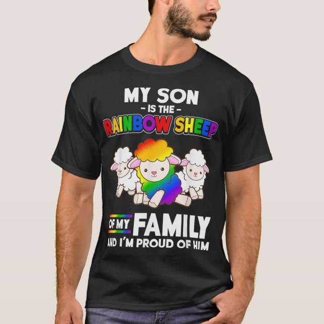 Gay Pride Son Mom Dad LGBTQ Month My Son Is Rainbo T-Shirt (Front)