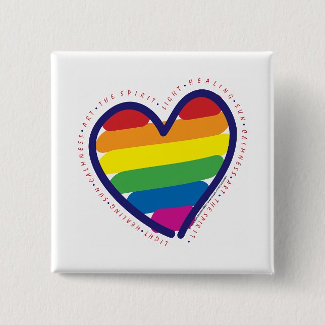 Gay Pride Spirit Heart Pinback Button (Front)