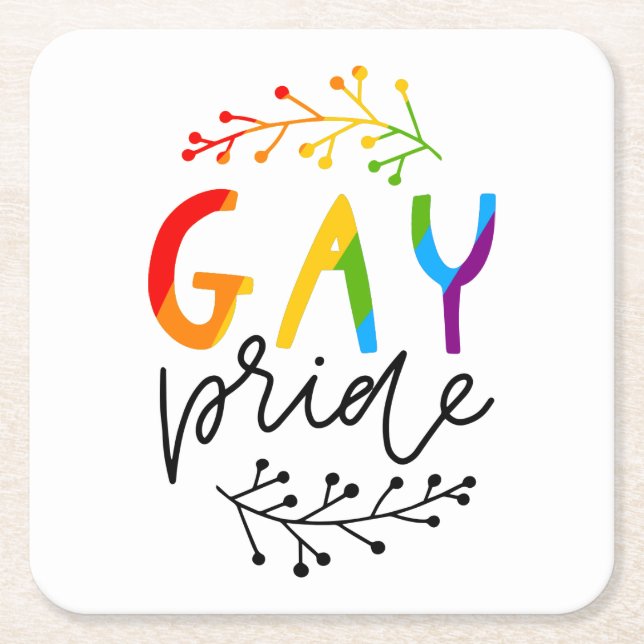 Gay Pride Square Paper Coaster (Front)