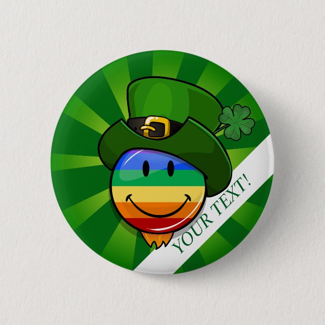 Gay Pride St. Patrick's Day Custom Text Button (Front)