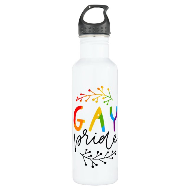 Gay Pride Stainless Steel Water Bottle (Front)