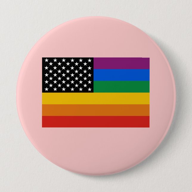 Gay Pride Stars and Stripes Pinback Button (Front)