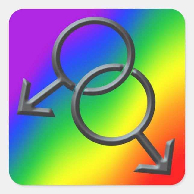 Gay Pride Stickers Men's Gay Pride Rainbow Sticker (Front)