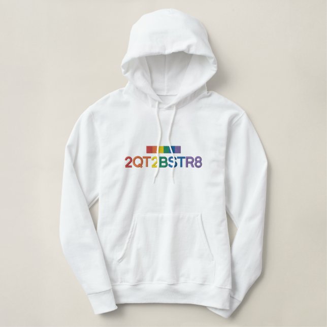 Gay pride Strip Too Cute To Be Straight Embroidered Hoodie (Design Front)