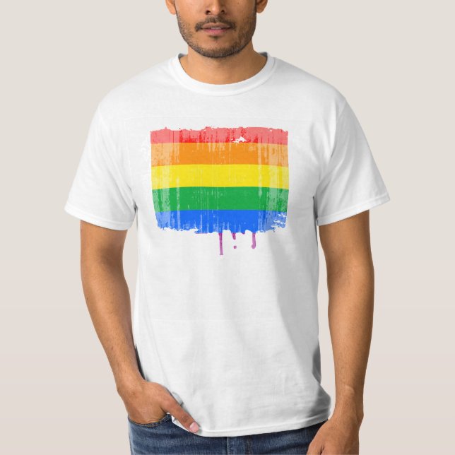 GAY PRIDE STRIPES DISTRESSED DESIGN T-Shirt (Front)