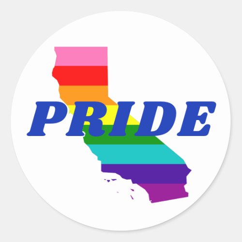 Gay Pride Stripes on California Rainbow Classic Round Sticker