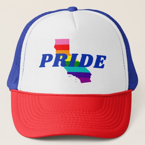 Gay Pride Stripes on California Rainbow Trucker Hat