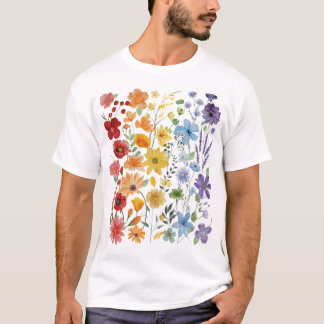 Gay Pride Subtle Wildflowers Lgbtq Month Rainbow F T-Shirt