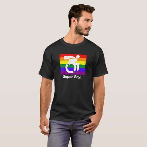 Gay Pride Super Gay Superhero Wheelchair Logo LGBT T_Shirt