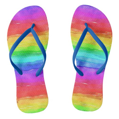 Gay Pride Support Rainbow Watercolor LGBTQ Flip Flops