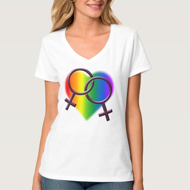 Gay Pride T-shirts Women's Lesbian Love Shirts (Front)