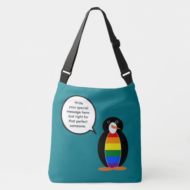 Gay Pride Talking Ms Penguin Personalized  Crossbody Bag (Front)