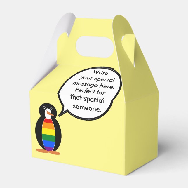 Gay Pride Talking Ms Penguin Personalized  Favor Boxes (Back Side)