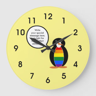 Gay Pride Talking Ms Penguin Personalized  Large Clock