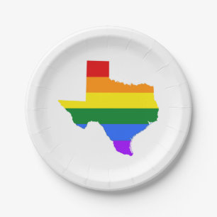 Gay Pride Texas Rainbow Paper Plates