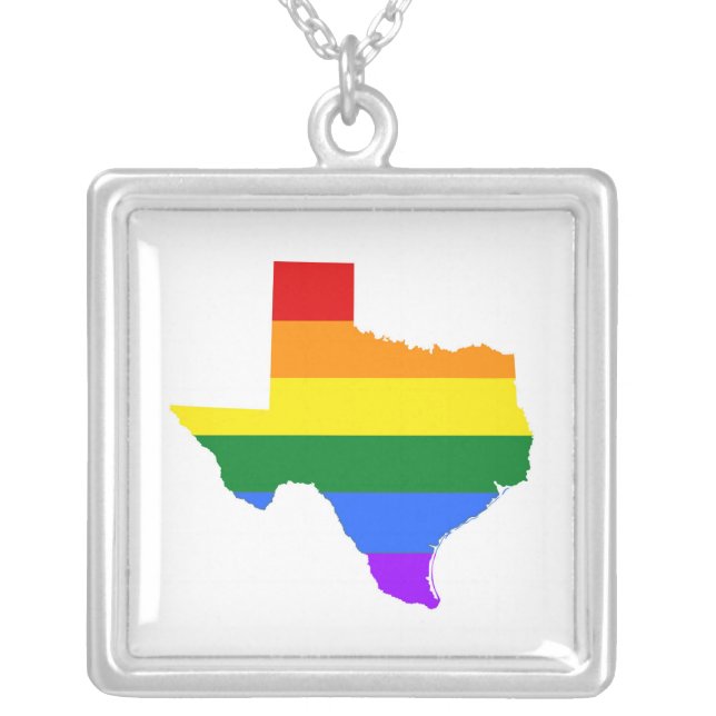 Gay Pride | Texas Rainbow Silver Plated Necklace (Front)