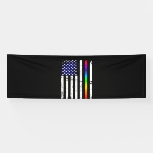 Gay Pride Thin Rainbow Line American Flag Banner