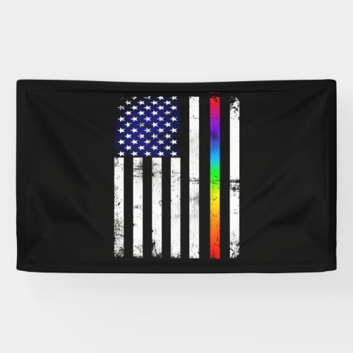 Gay Pride Thin Rainbow Line American Flag Banner