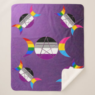 Gay Pride Triple Goddess Pentacle Sherpa Blanket