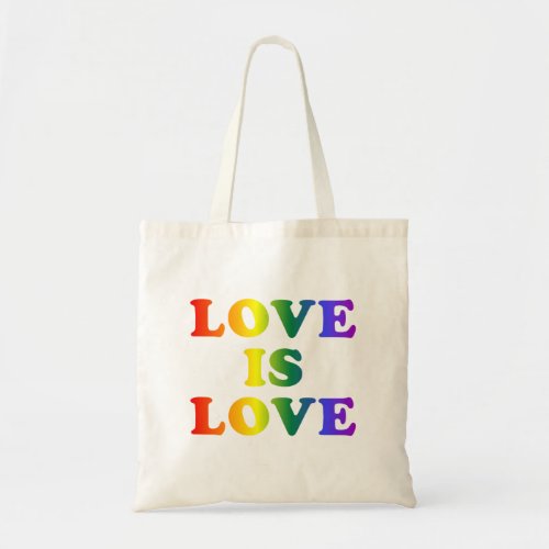 Gay Pride Tshirt Love is Love Rainbow Flag Colors Tote Bag