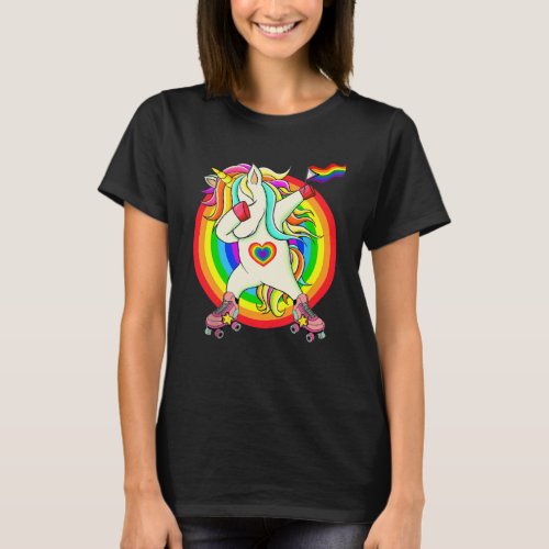 Gay Pride Unicorn Dotting LGBTQ Rainbow T_Shirt