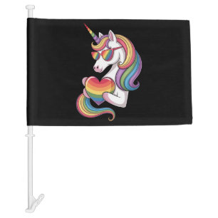 Gay Pride Unicorn Heart Rainbow Flag LGBT