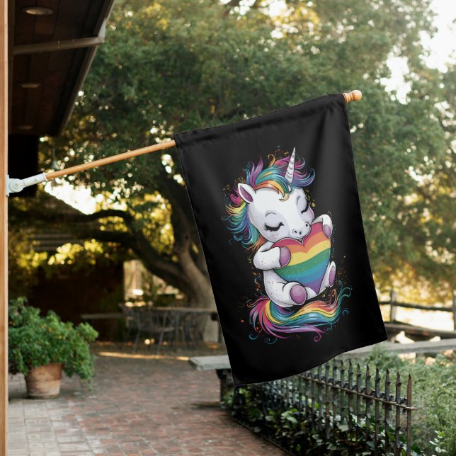 Gay Pride Unicorn Heart Rainbow Flag Lgbt  (In SItu)