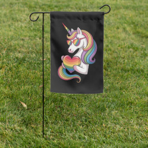 Gay Pride Unicorn Heart Rainbow Flag LGBT