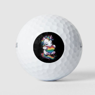 Gay Pride Unicorn Heart Rainbow Flag Lgbt Golf Balls