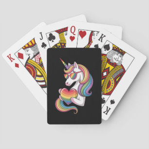 Gay Pride Unicorn Heart Rainbow Flag LGBT Poker Cards