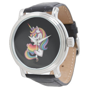Gay Pride Unicorn Heart Rainbow Flag LGBT Watch