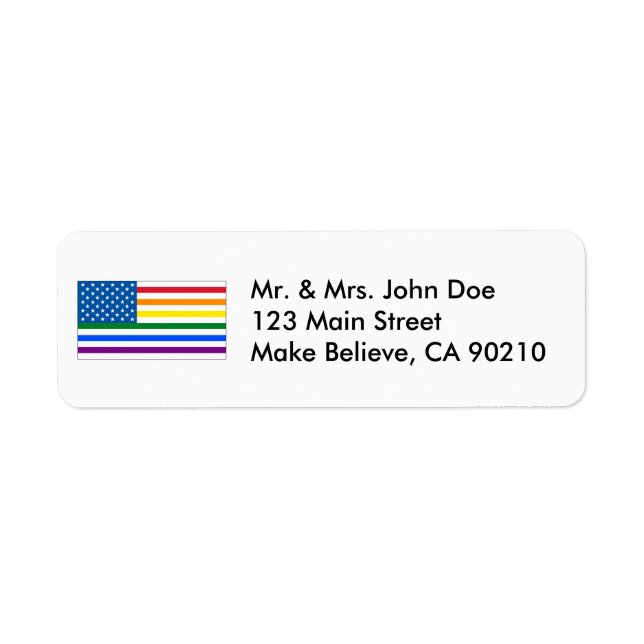 Gay Pride US Flag- Red White & Rainbow - w/Outline Label (Front)