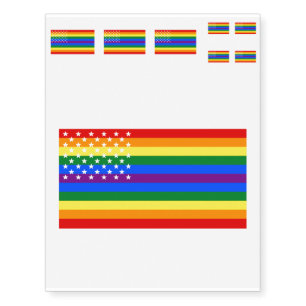 Gay Pride US Flag - Stars and Stripes Temporary Tattoos