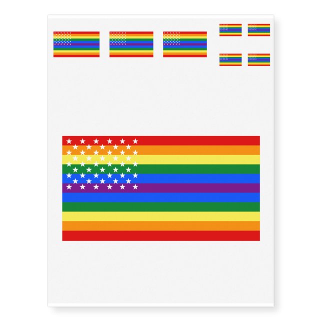 Gay Pride US Flag - Stars and Stripes Temporary Tattoos (Front)