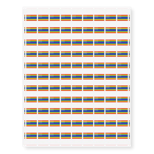 Gay Pride US Flag - Stars and Stripes Temporary Tattoos (Front)