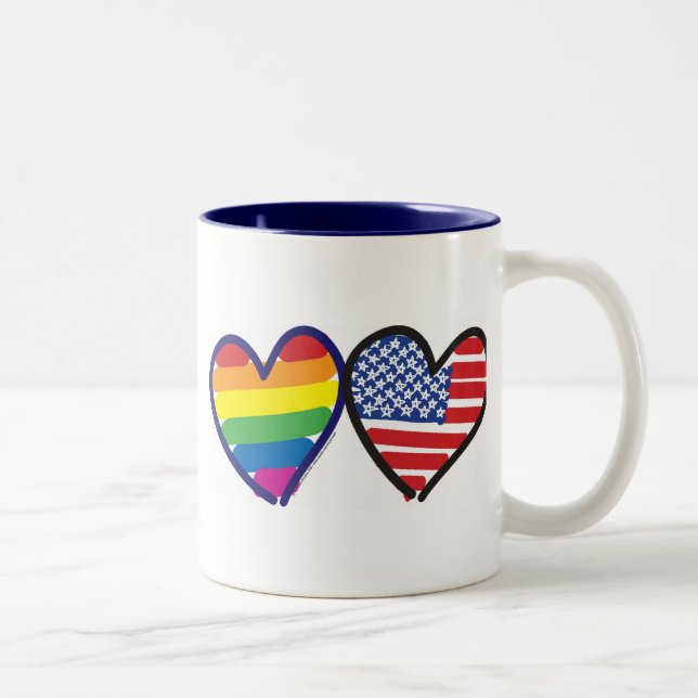 Gay Pride USA Two-Tone Coffee Mug (Right)