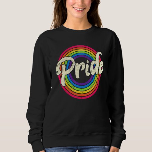 Gay Pride Vintage Lgbt Rainbow Flag Lesbian Bisexu Sweatshirt