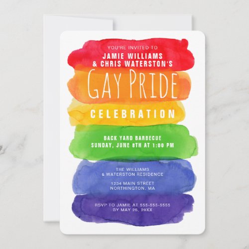 Gay Pride Watercolor Rainbow Digital Invitation