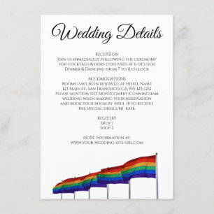 Gay Pride Wedding Details Enclosure Card
