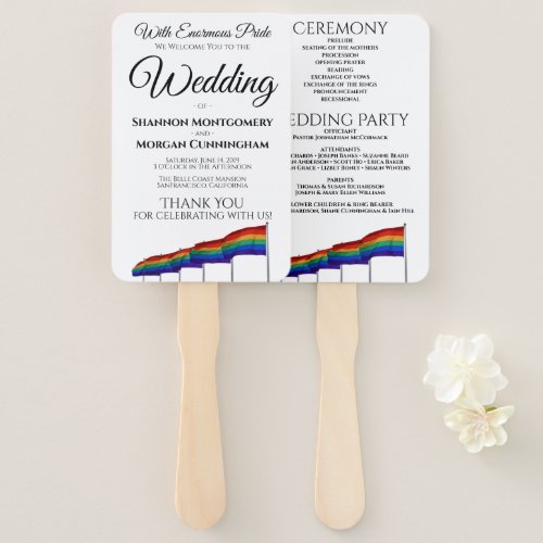 Gay Pride Wedding Fans with Program