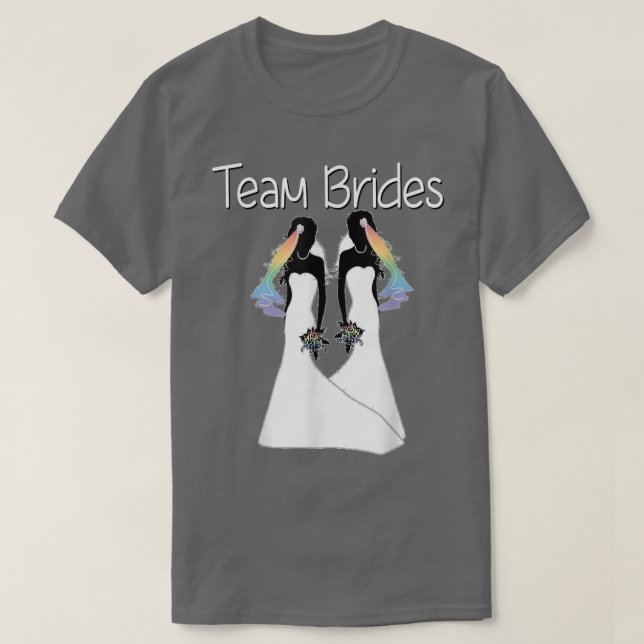 Gay Pride Wedding  Lesbian Rainbow Bride Bachelore T-Shirt (Design Front)